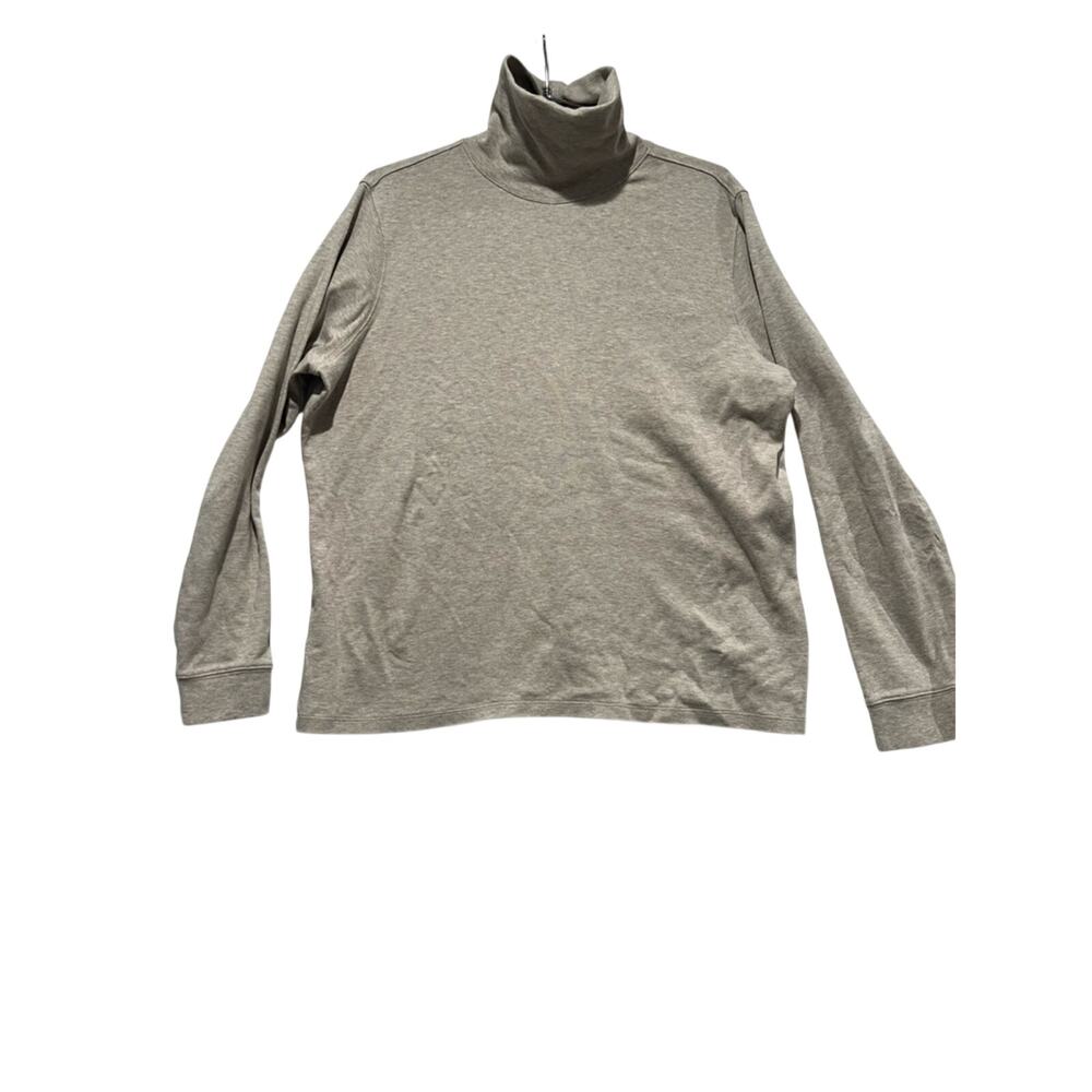 L.L.Bean Turtleneck Top XL Beige Cotton Long Sleeve Casual